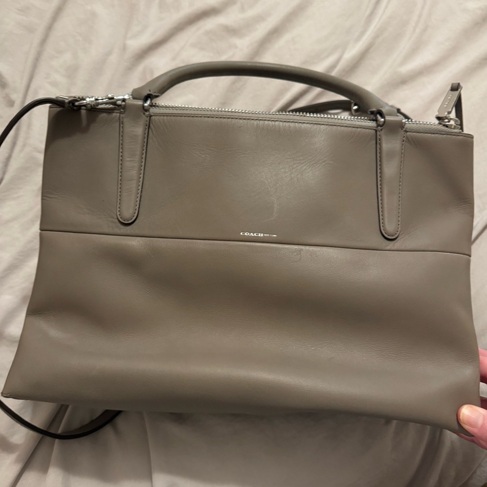 Coach Gray Glovetanned Leather Borough Bag